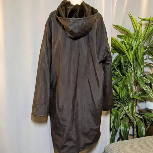 Mycra Pac Brown Coat Velvet Fleece Hood Size Medium Large Donatella - Picture 4 of 12